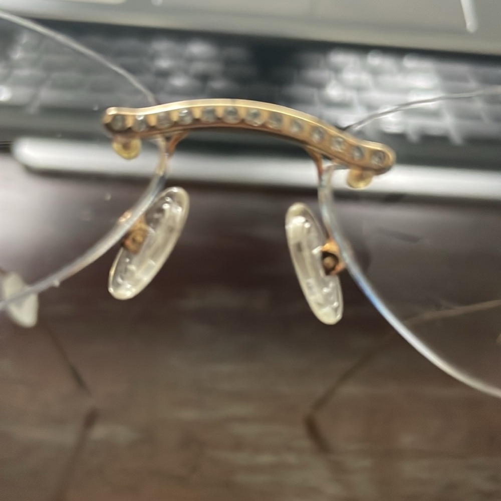 Tiffany Lunettes 23K gold plated T790 C4 gold  52-17 rimless eyeglasses - Picture 5 of 16
